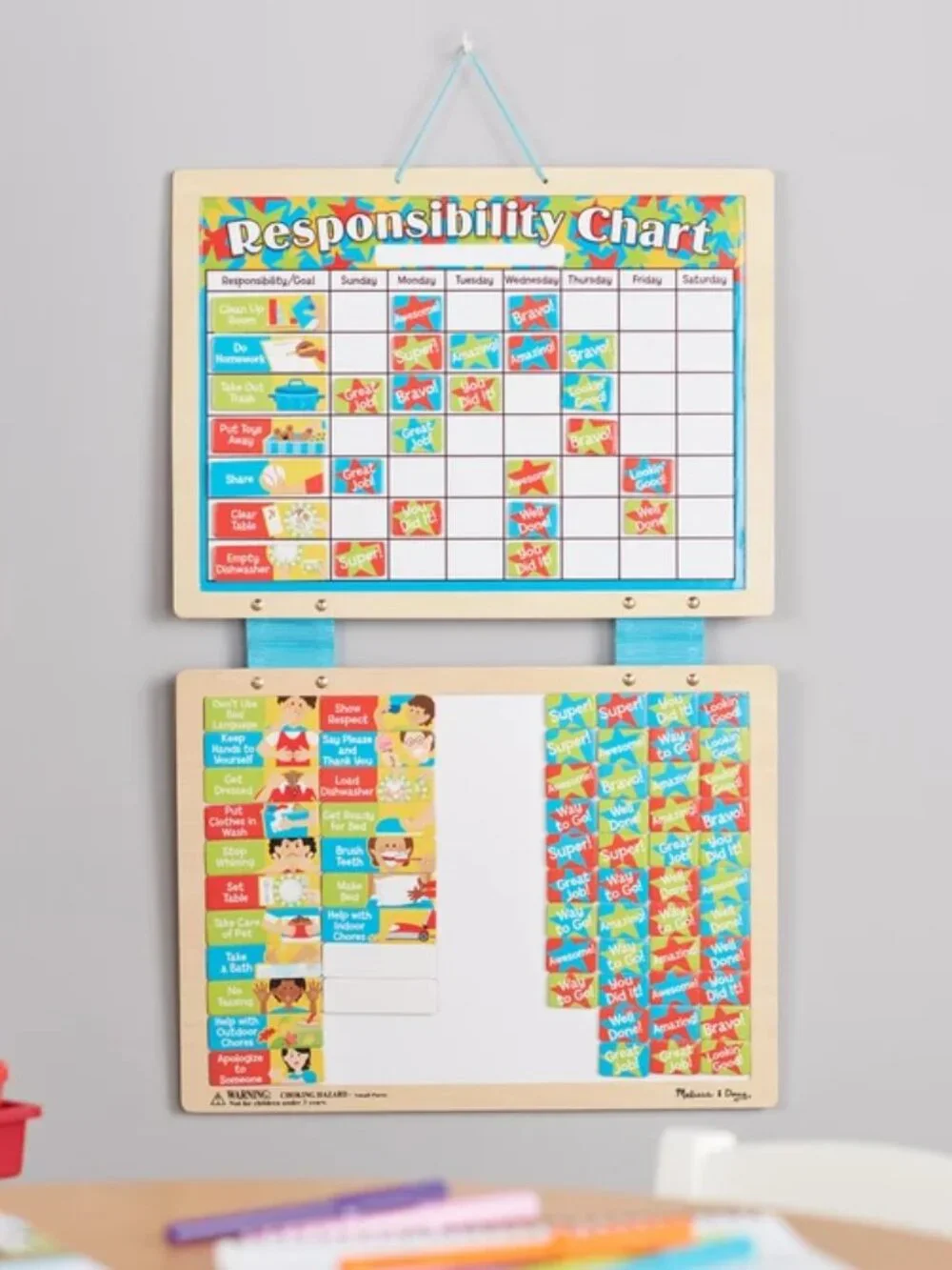 Melissa & Doug *NEW* Magnetic Responsibility Chart with 89 Magnets for Kids
